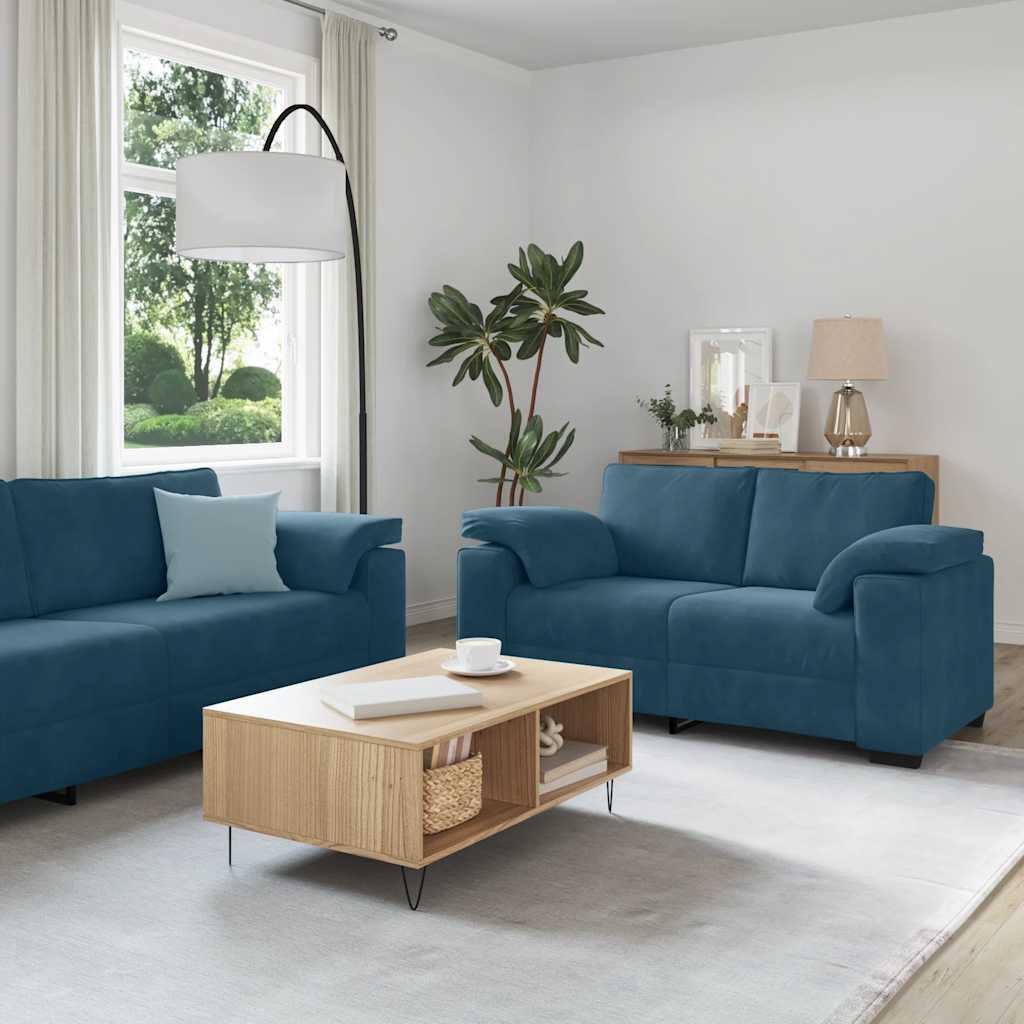 vidaXL 3-delige Loungeset met kussens fluweel lichtgrijs