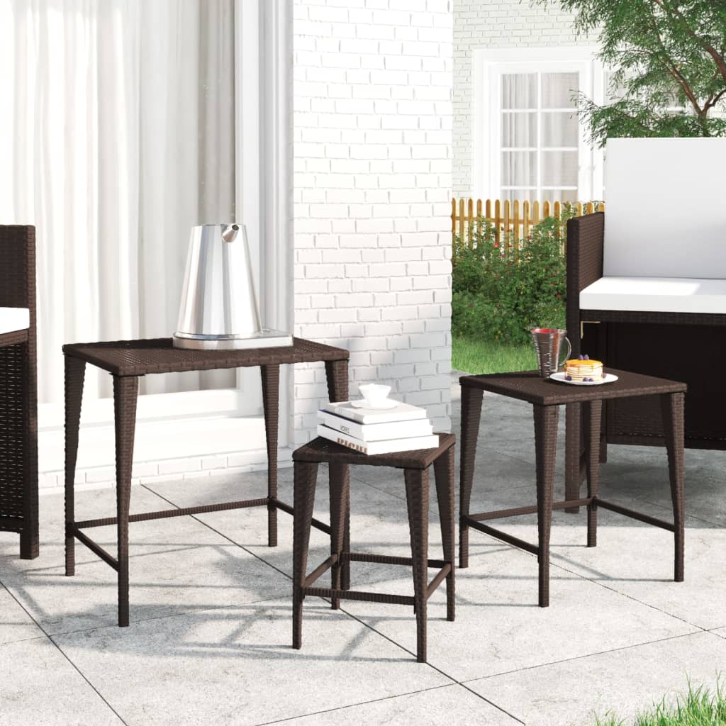 vidaXL Garden Table Set 3 Pieces Poly Rattan Black