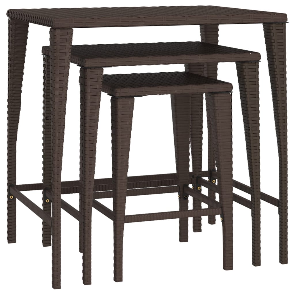 vidaXL Garden Table Set 3 Pieces Poly Rattan Black