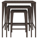 vidaXL Garden Table Set 3 Pieces Poly Rattan Black