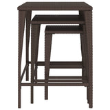 vidaXL Garden Table Set 3 Pieces Poly Rattan Black