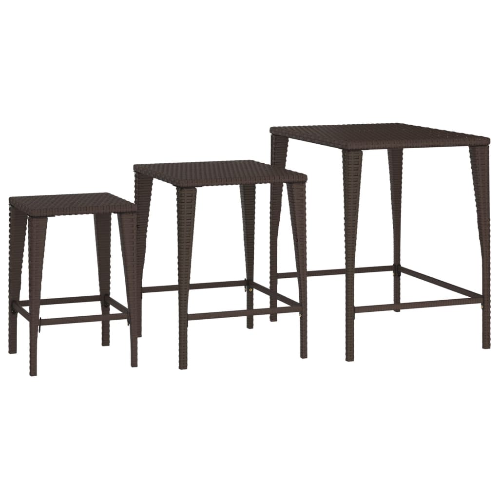 vidaXL Garden Table Set 3 Pieces Poly Rattan Black