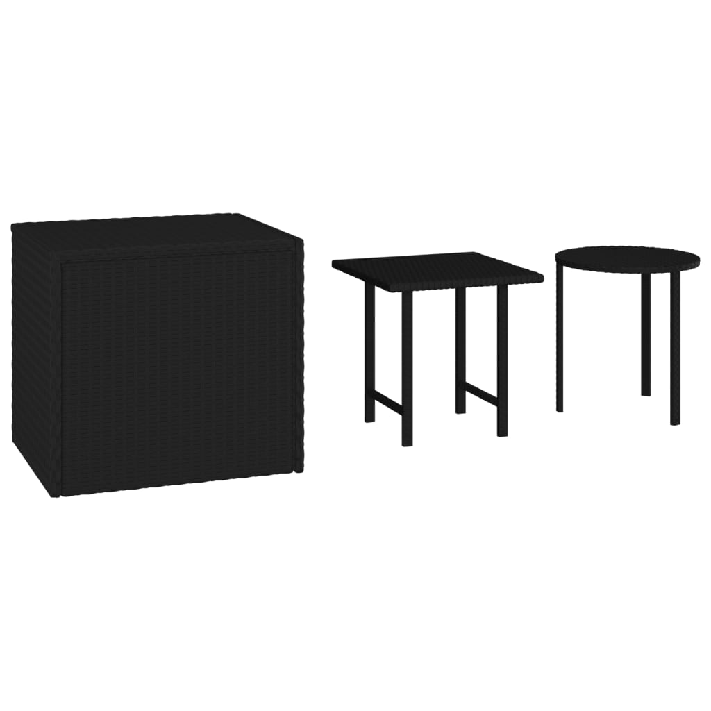 vidaXL Garden Side Tables 3 pcs poly rattan black