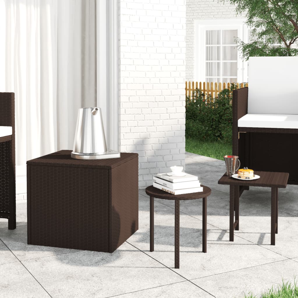 vidaXL Garden Side Tables 3 pcs poly rattan black