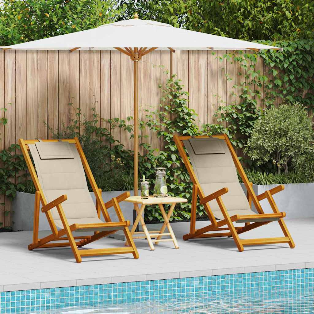 vidaXL Zonstoel 2 pcs Bruin 61.5 x 123 x 82cm Massief acaciahout