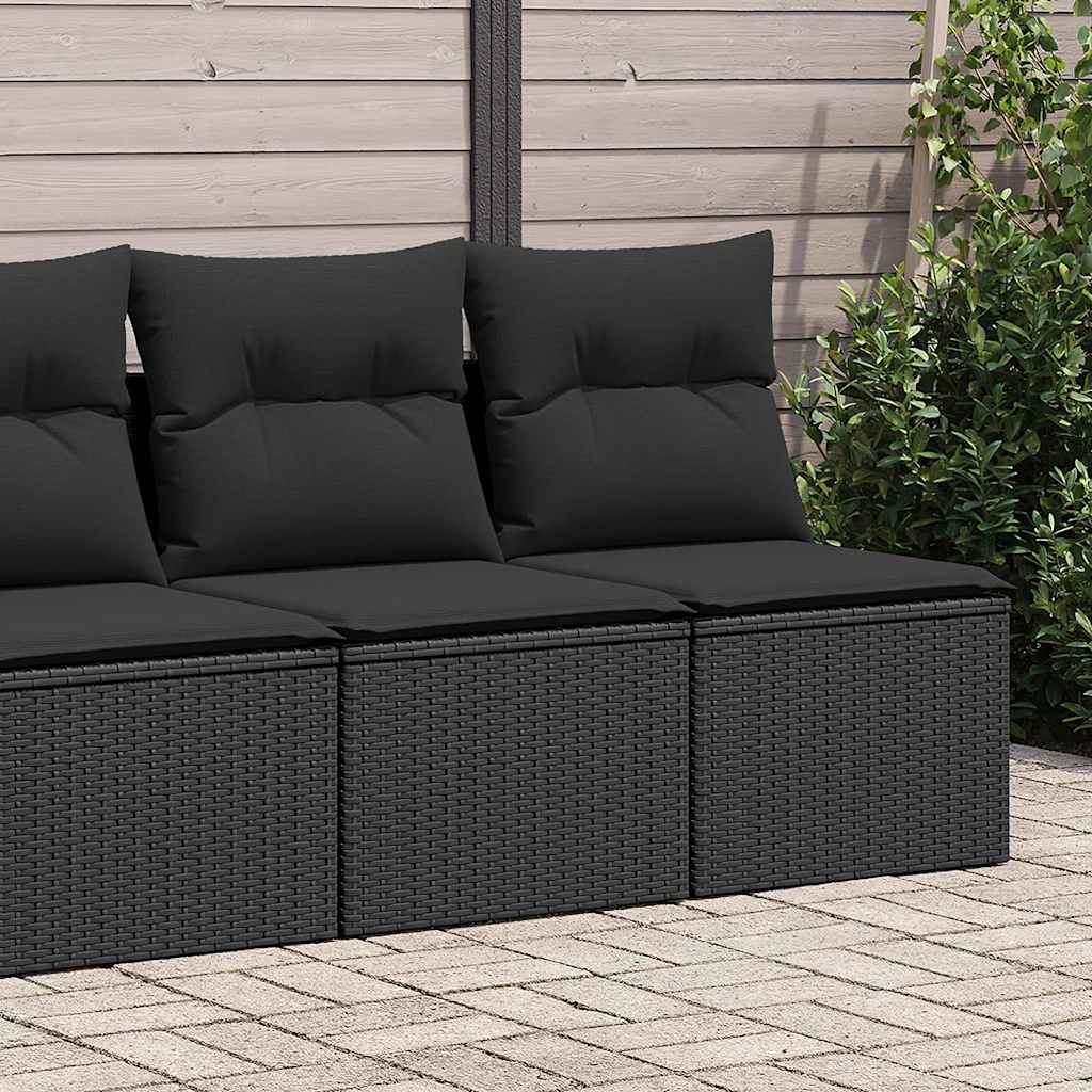 vidaXL 2-Piece Lounge Set with Cushions Poly Rattan Acacia Black