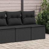 vidaXL 2-Piece Lounge Set with Cushions Poly Rattan Acacia Black