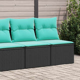 vidaXL 2-delige Loungeset met kussens poly rattan acacia zwart