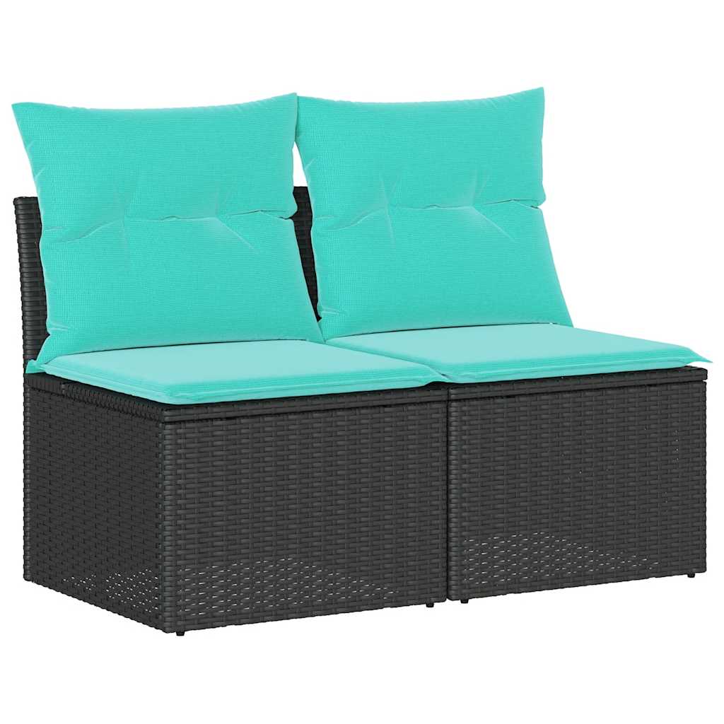 vidaXL 2-delige Loungeset met kussens poly rattan acacia zwart