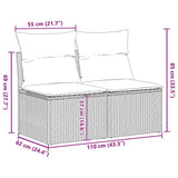 vidaXL 2-delige Loungeset met kussens poly rattan acacia zwart