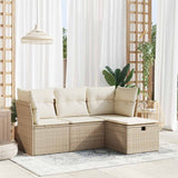 vidaXL 4-delige Loungeset met kussens poly rattan zwart