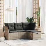 vidaXL 4-delige Loungeset met kussens poly rattan zwart