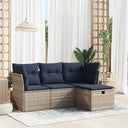 vidaXL 4-delige Loungeset met kussens poly rattan zwart