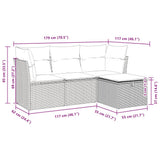 vidaXL 4-delige Loungeset met kussens poly rattan zwart