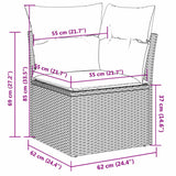 vidaXL 4-delige Loungeset met kussens poly rattan zwart