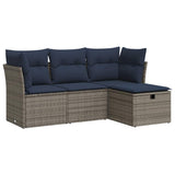 vidaXL 4-delige Loungeset met kussens poly rattan zwart