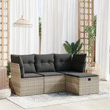 vidaXL 4-delige Loungeset met kussens poly rattan zwart