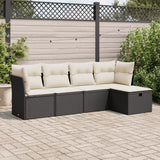 vidaXL 5-delige Loungeset met kussens poly rattan zwart