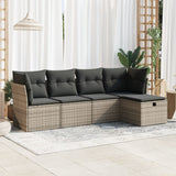 vidaXL 5-delige Loungeset met kussens poly rattan zwart