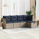 vidaXL 5-delige Loungeset met kussens poly rattan zwart