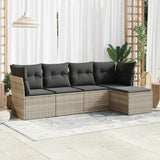 vidaXL 5-delige Loungeset met kussens poly rattan zwart