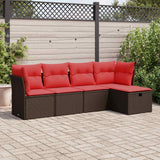 vidaXL 5-delige Loungeset met kussens poly rattan zwart