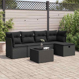 vidaXL 5-delige Loungeset met kussens poly rattan zwart