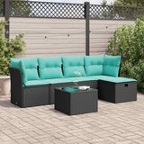 vidaXL 5-delige Loungeset met kussens poly rattan zwart