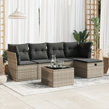 vidaXL 5-delige Loungeset met kussens poly rattan zwart
