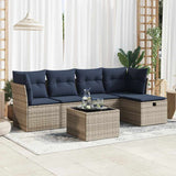 vidaXL 5-delige Loungeset met kussens poly rattan zwart