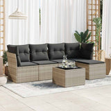 vidaXL 5-delige Loungeset met kussens poly rattan zwart