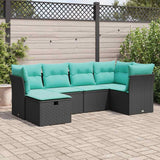 vidaXL 6-piece Lounge Set with Cushions Poly Rattan Black