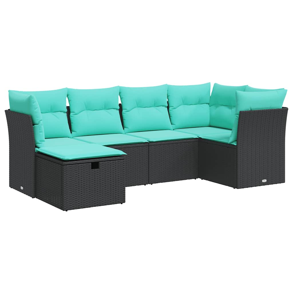 vidaXL 6-piece Lounge Set with Cushions Poly Rattan Black