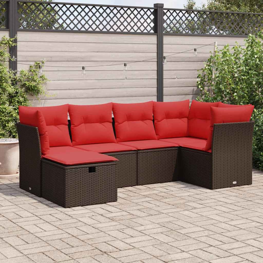 vidaXL 6-piece Lounge Set with Cushions Poly Rattan Black