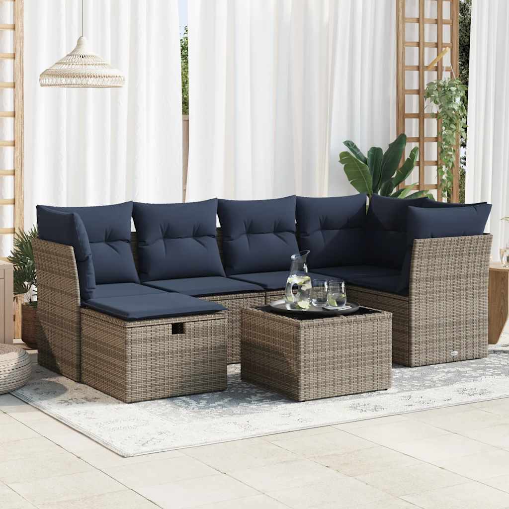 vidaXL 6-piece Lounge Set with Cushions Poly Rattan Black