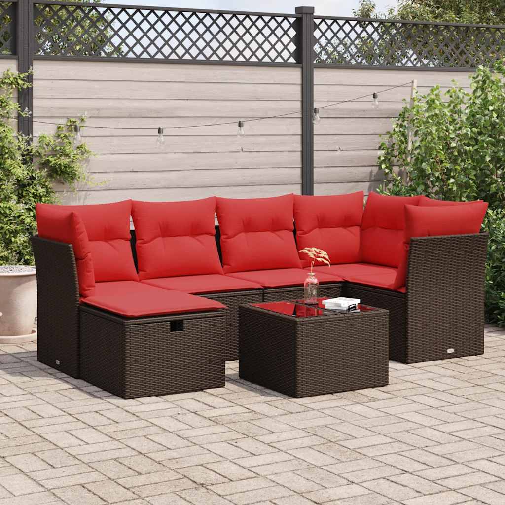 vidaXL 6-piece Lounge Set with Cushions Poly Rattan Black