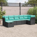 vidaXL 7-piece Lounge Set with cushions poly rattan black
