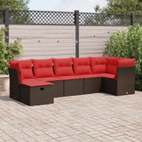 vidaXL 7-piece Lounge Set with cushions poly rattan black