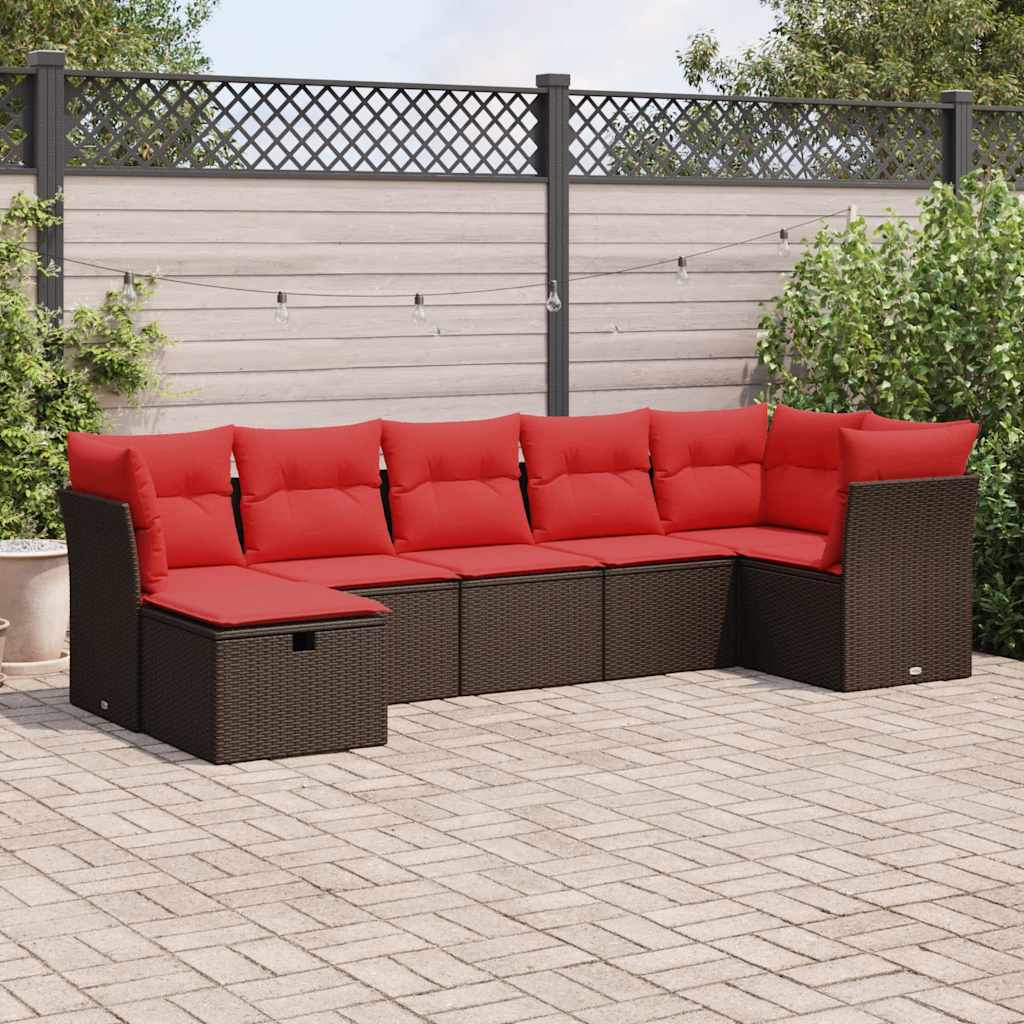 vidaXL 7-piece Lounge Set with cushions poly rattan black