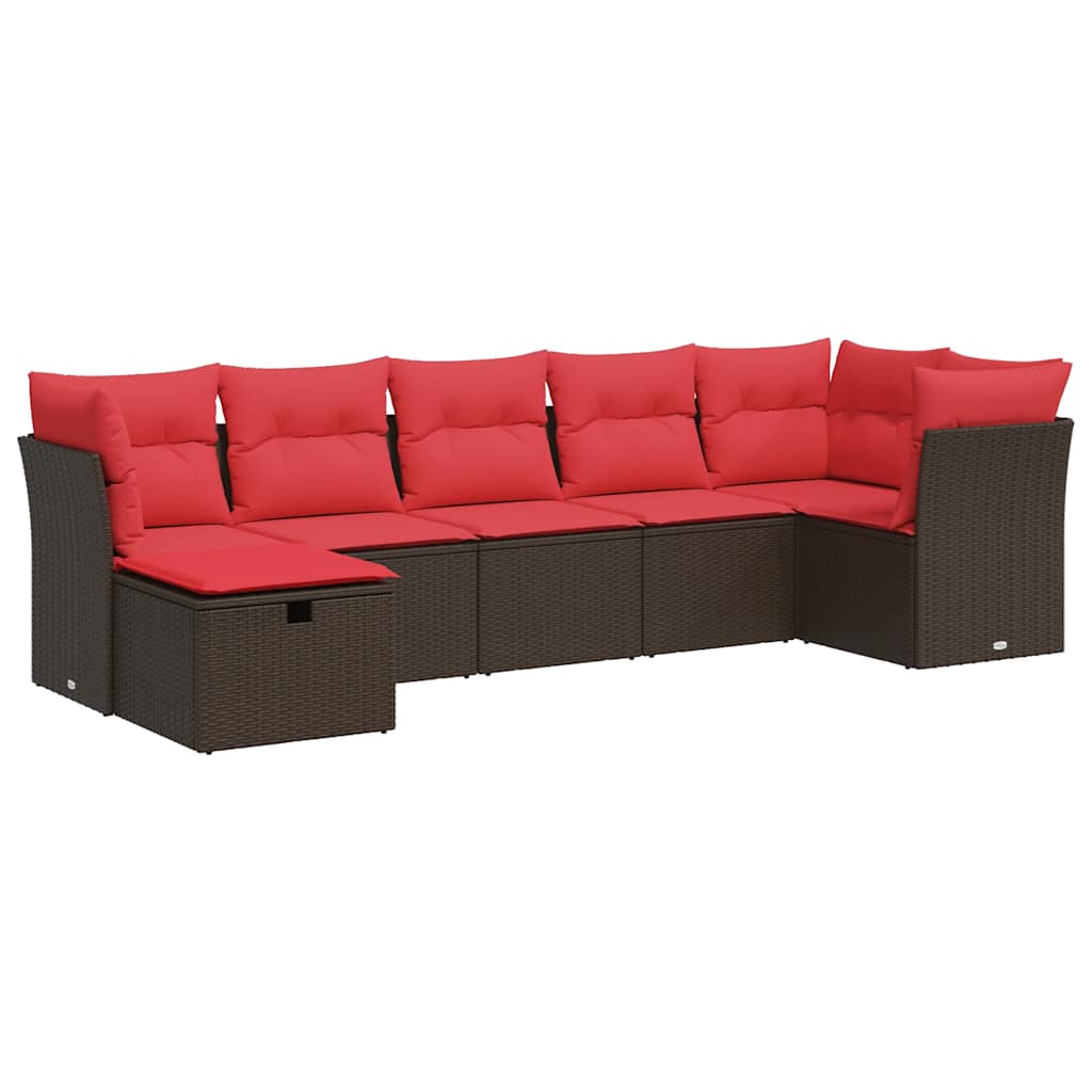 vidaXL 7-piece Lounge Set with cushions poly rattan black