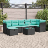 vidaXL 7-piece Lounge Set with cushions poly rattan black