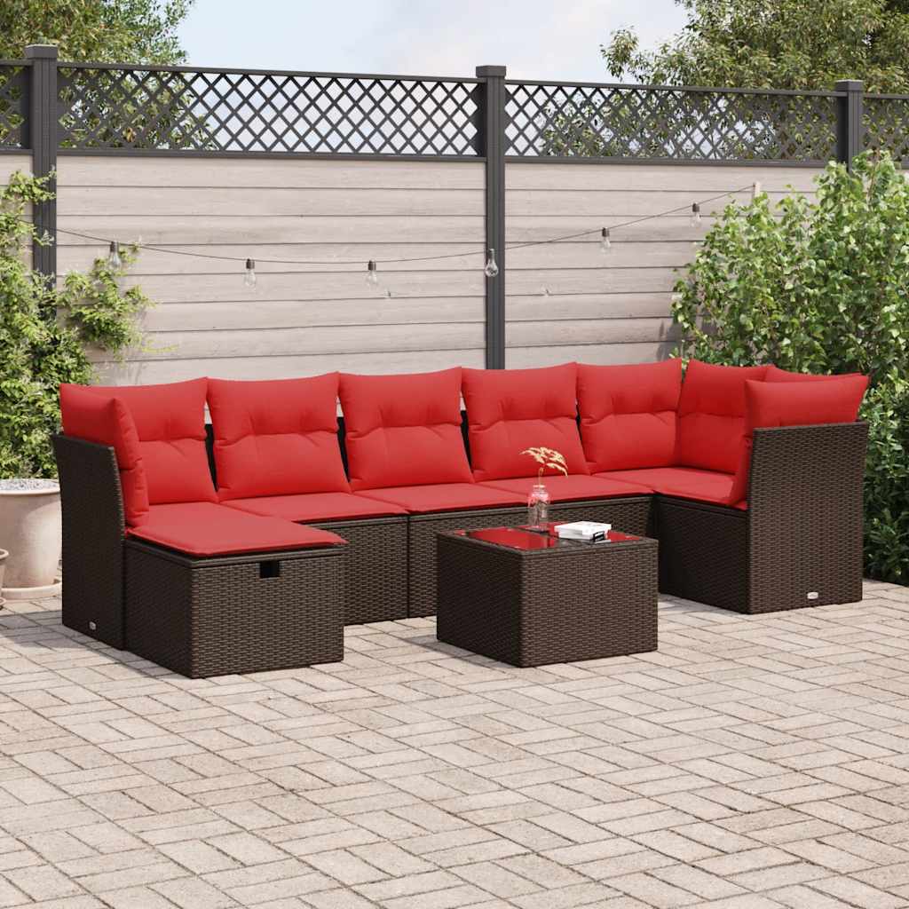 vidaXL 7-piece Lounge Set with cushions poly rattan black
