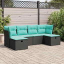 vidaXL 6-Piece Lounge Set with Cushions Poly Rattan Black