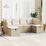 vidaXL 6-delige Loungeset met kussens poly rattan zwart
