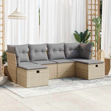 vidaXL 6-delige Loungeset met kussens poly rattan zwart