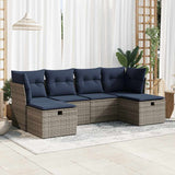 vidaXL 6-Piece Lounge Set with Cushions Poly Rattan Black