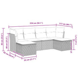 vidaXL 6-Piece Lounge Set with Cushions Poly Rattan Black