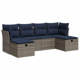 vidaXL 6-Piece Lounge Set with Cushions Poly Rattan Black