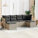 vidaXL 6-delige Loungeset met kussens poly rattan zwart