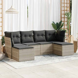vidaXL 6-delige Loungeset met kussens poly rattan zwart